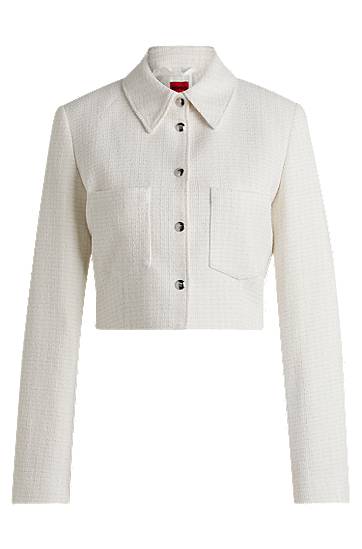 Куртка BOSS Cropped Bouclé Jacket білий | 50538133