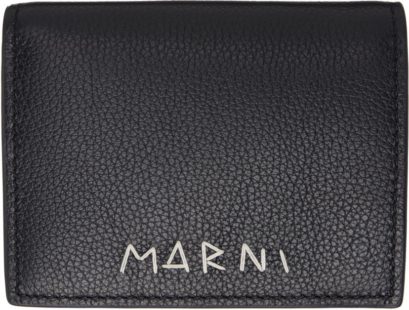 Гаманець Marni Marni Mending Embroidery Leather Bifold Wallet чорний | PFMI0098U0 P6533