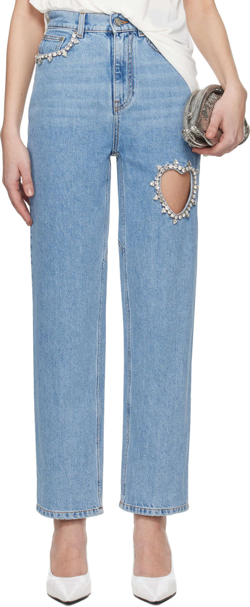 Джинси Area AREA Crystal Heart Cutout Jeans Синій | 0000PA0069DE01
