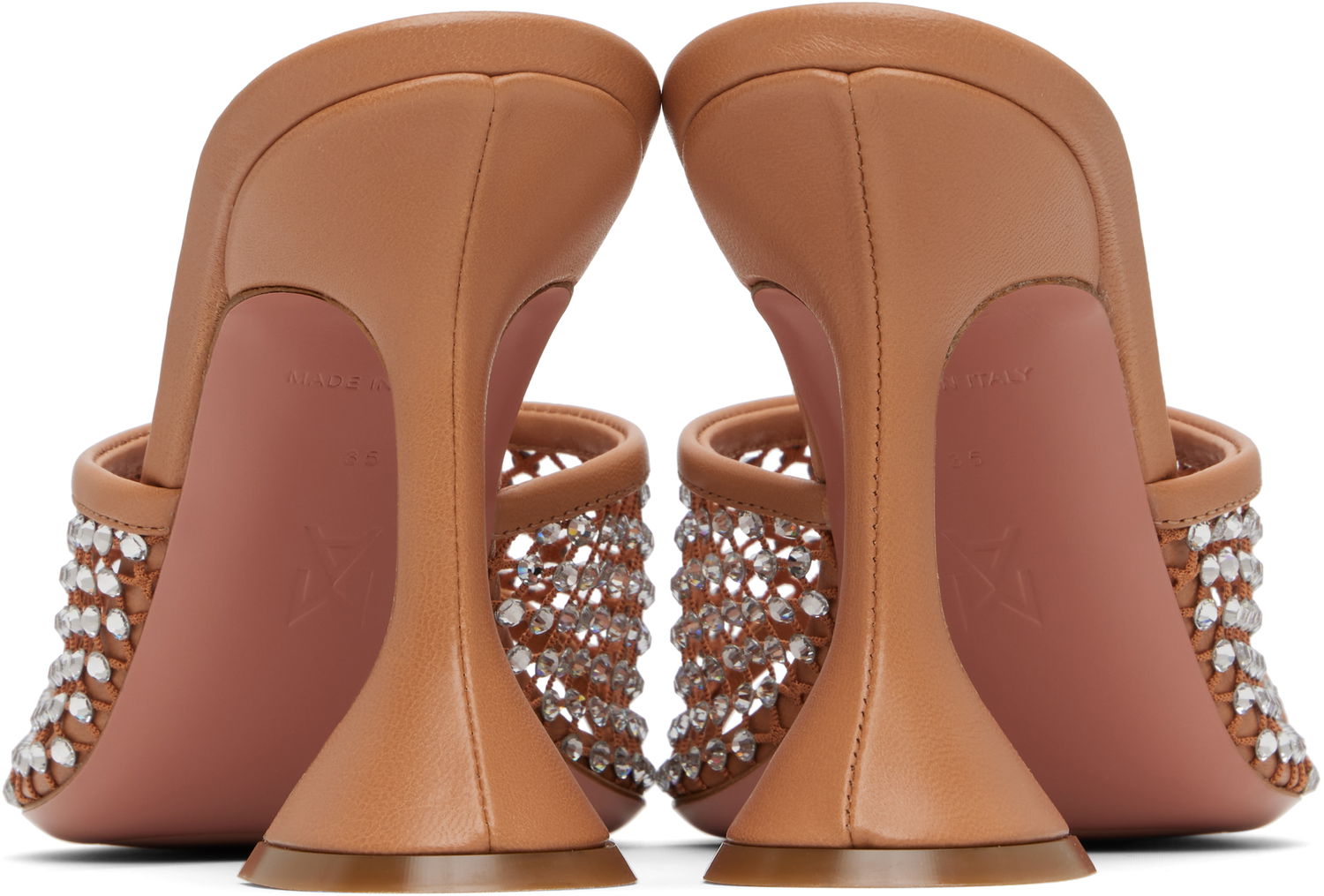 Догляд за взуттям Amina Muaddi Amina Muaddi Lupita Crystal Net Heeled Sandals бежевий | LUPITA CRYSTAL NET SLIPPER 95, 1
