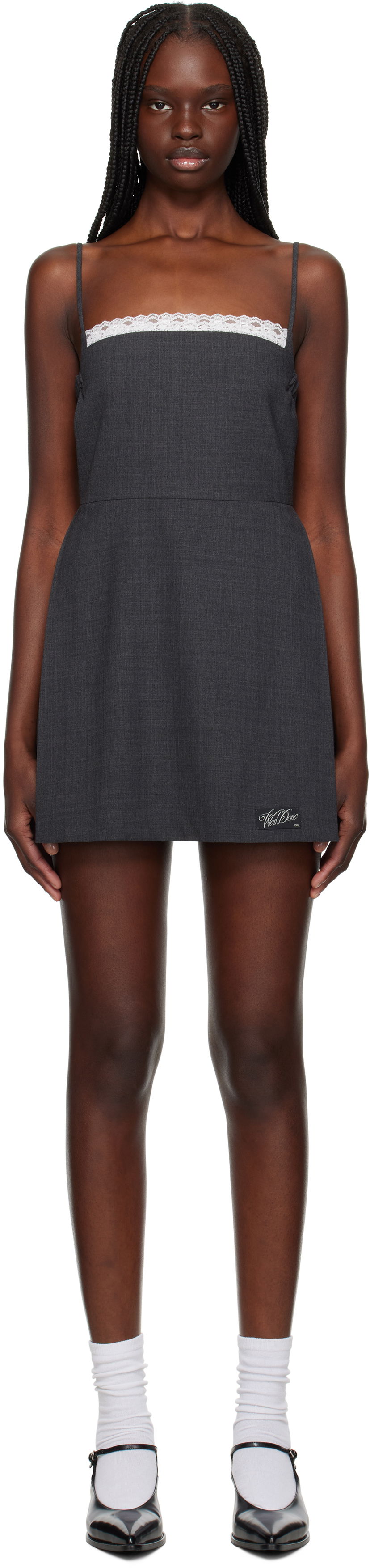 плаття We11done We11done Lace-Detail Wool Mini Dress Сірий | WD-OP1-25-102-W-GY