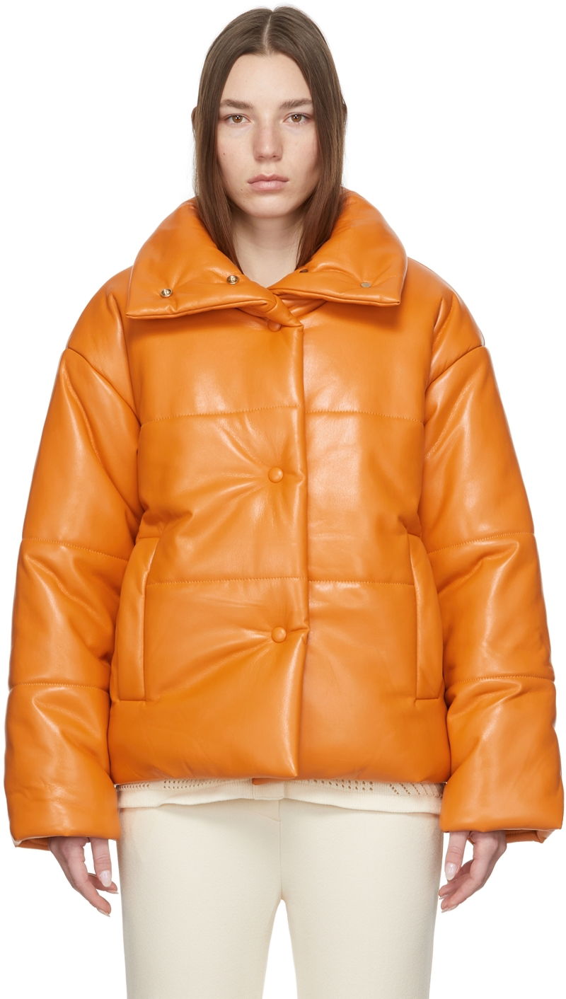 Пуховик Nanushka Hide Puffer Vegan Leather Jacket Помаранчевий | NW22RSOW00217
