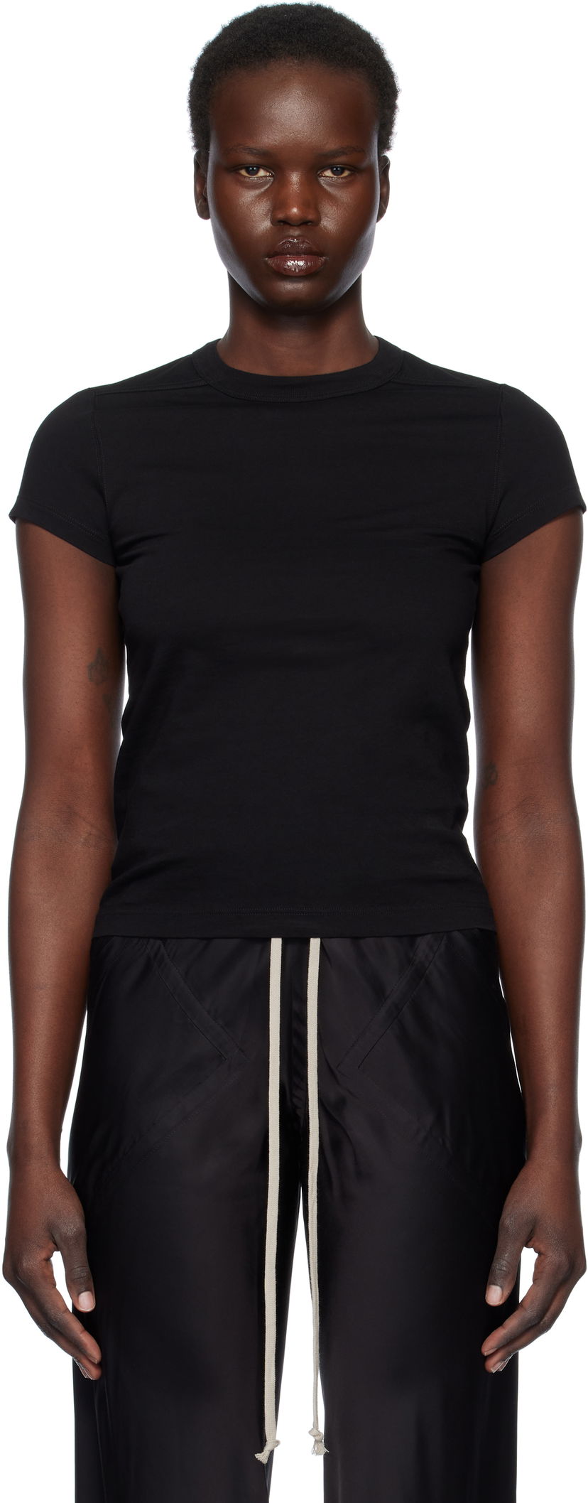 Футболка Rick Owens Rick Owens Hollywood Cropped Level T-Shirt чорний | RP01E7235 JA
