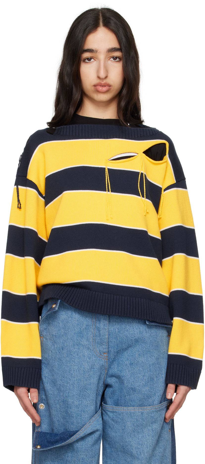 Cветр Charles Jeffrey Loverboy Charles Jeffrey LOVERBOY Slash Stripe Knit Sweater Жовтий | 54091302