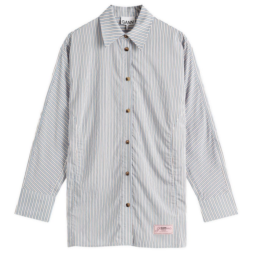 Сорочка GANNI Yarn Dyed Stripe Shirt Синій | W0312-326