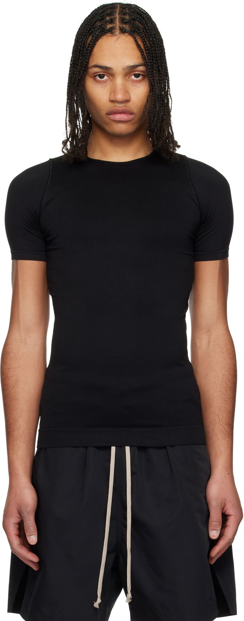 Футболка Rick Owens Rick Owens Hollywood Active Knit Short Sleeve T-Shirt чорний | RU01E5692 KSP