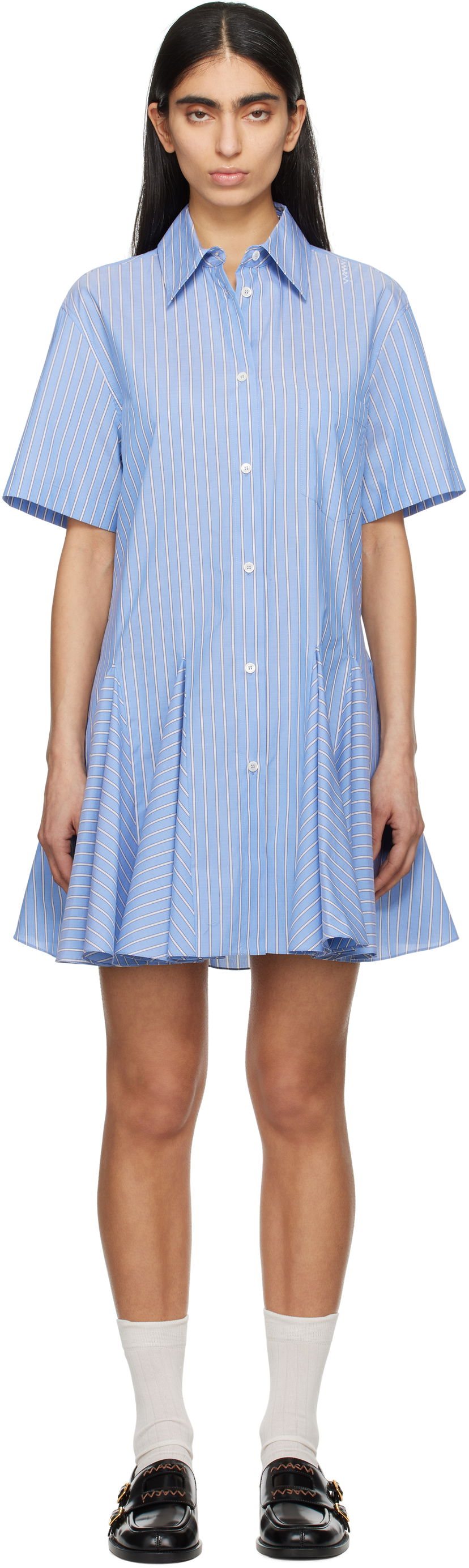 плаття Marni Marni Striped Poplin Shirt Minidress Синій | ABMA1379S0 UTC455