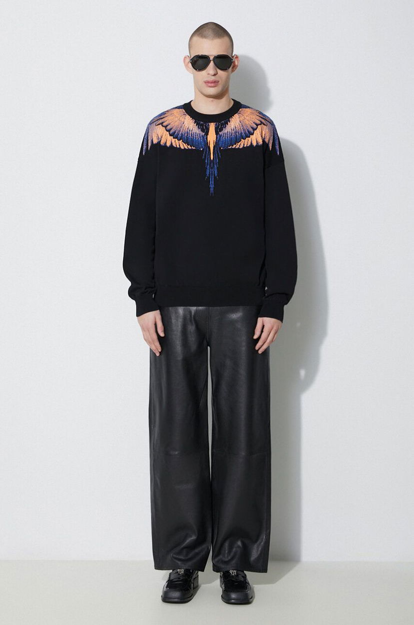 Cветр Marcelo Burlon Marcelo Burlon Icon Wings Knit Boxy Crew Sweatshirt чорний | CMHE024S24KNI0011026