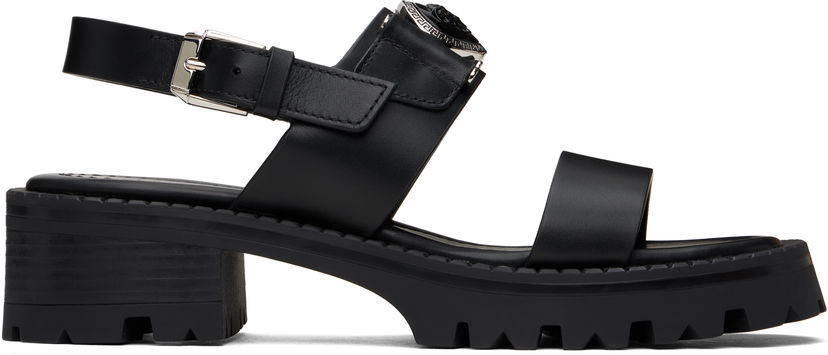 Кросівки та взуття Versace Medusa Buckle Platform Block-Heel Sandals 80 mm чорний | 1015472_1A04174_1B00P