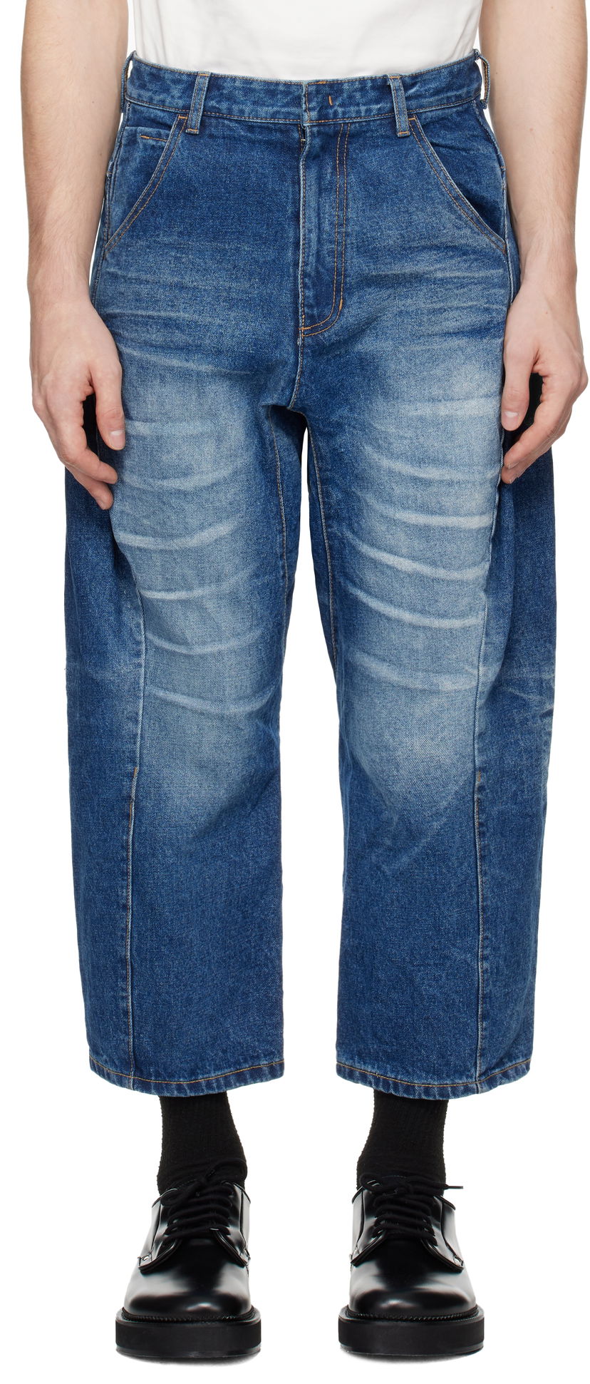 Джинси ADER ERROR Faded Wide Leg Jeans Синій | BN01FWJE0101BL