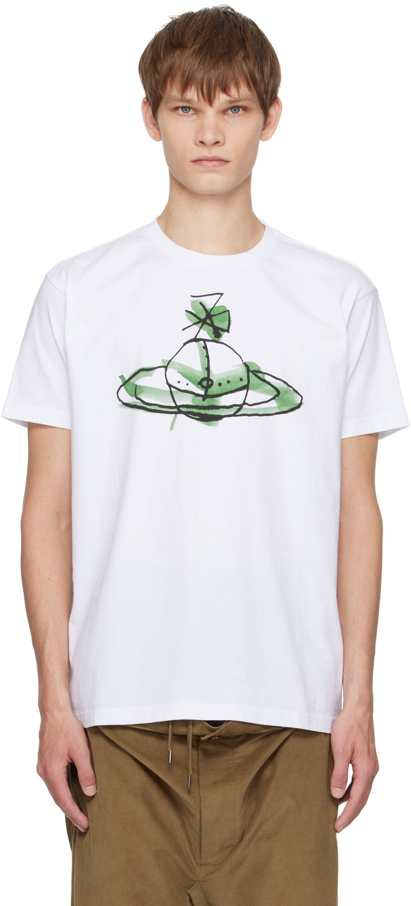 Футболка Vivienne Westwood Vivienne Westwood Classic T-Shirt with Green Orb Print білий | 3G01003W-J001M-