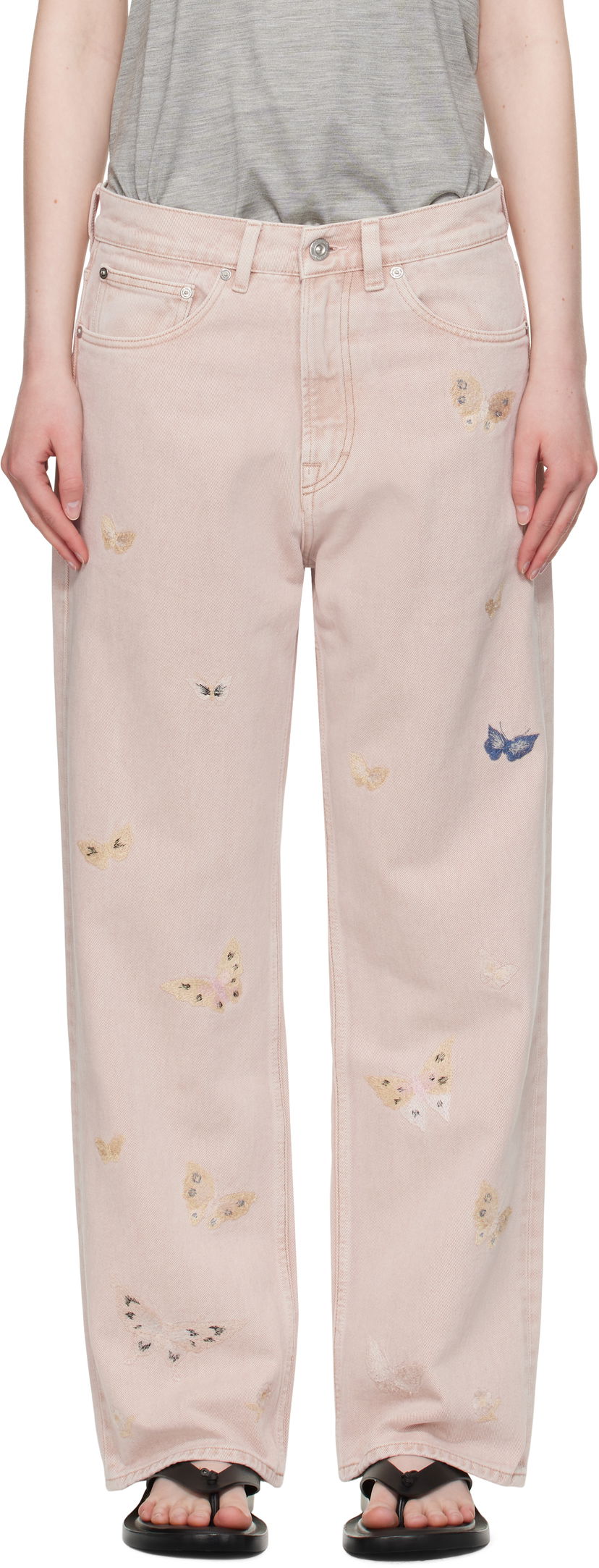 Джинси OUR LEGACY Our Legacy Third Cut Butterfly Embroidered Jeans Рожевий | M2255TRB