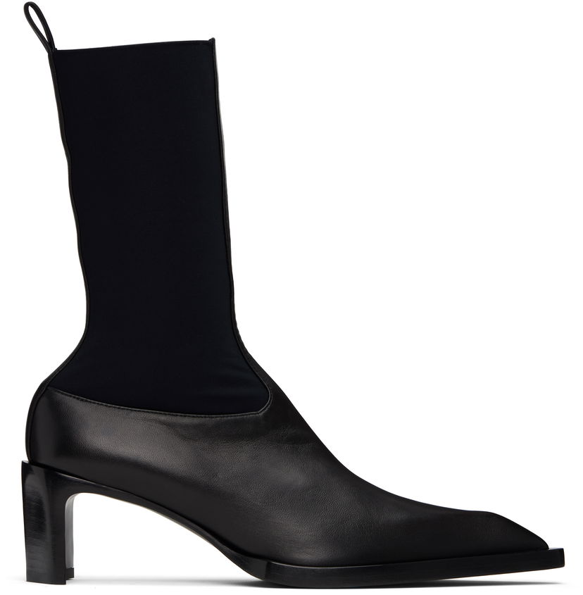 Кросівки та взуття Jil Sander Jil Sander Leather Kitten Heel Ankle Boots чорний | J16WU0056_P5810