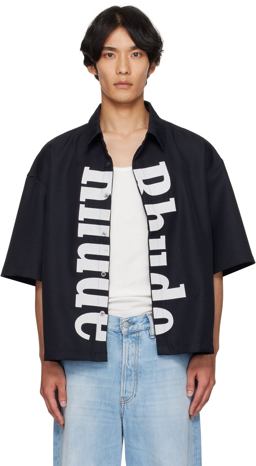 Сорочка Rhude Rhude Center Logo Button-Up Shirt чорний | RHPF25SR01731