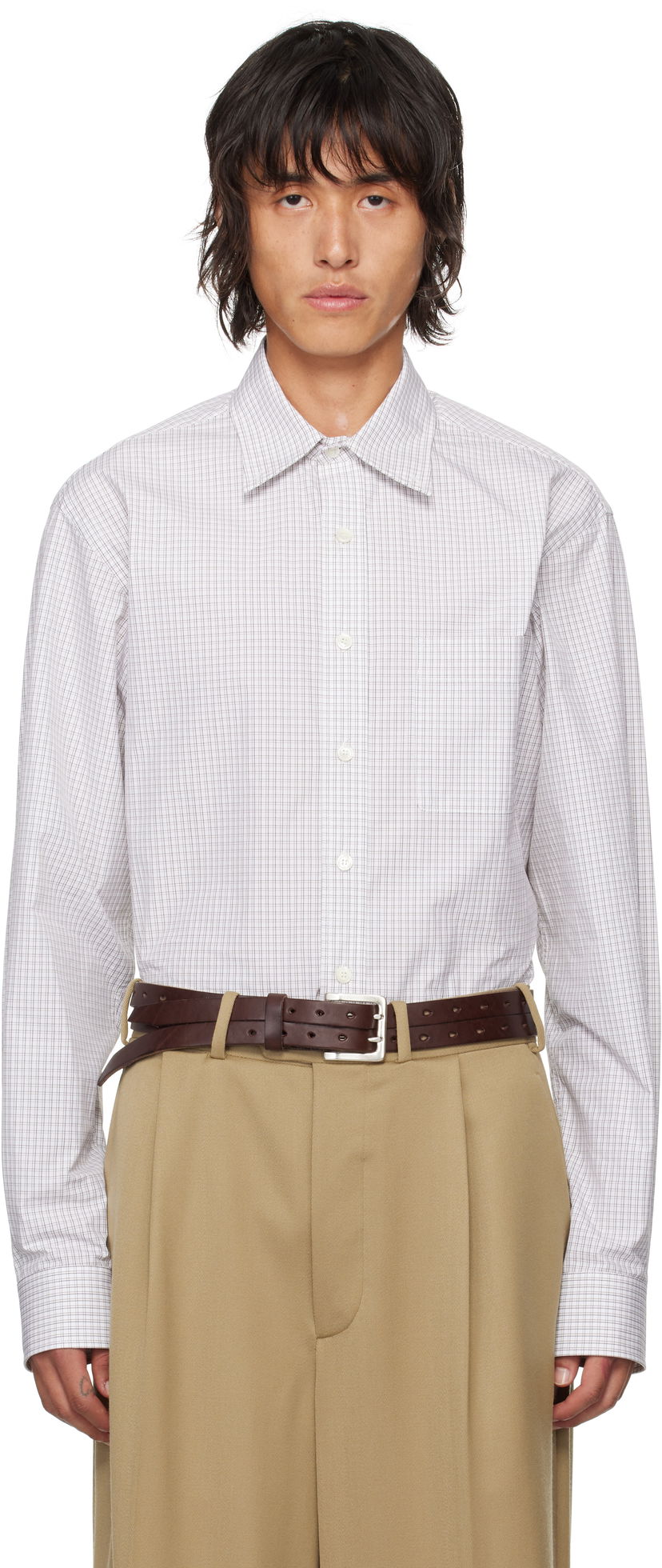 Сорочка HED MAYNER Shirt Long Sleeve Check білий | HMMZ60009A-HZ128