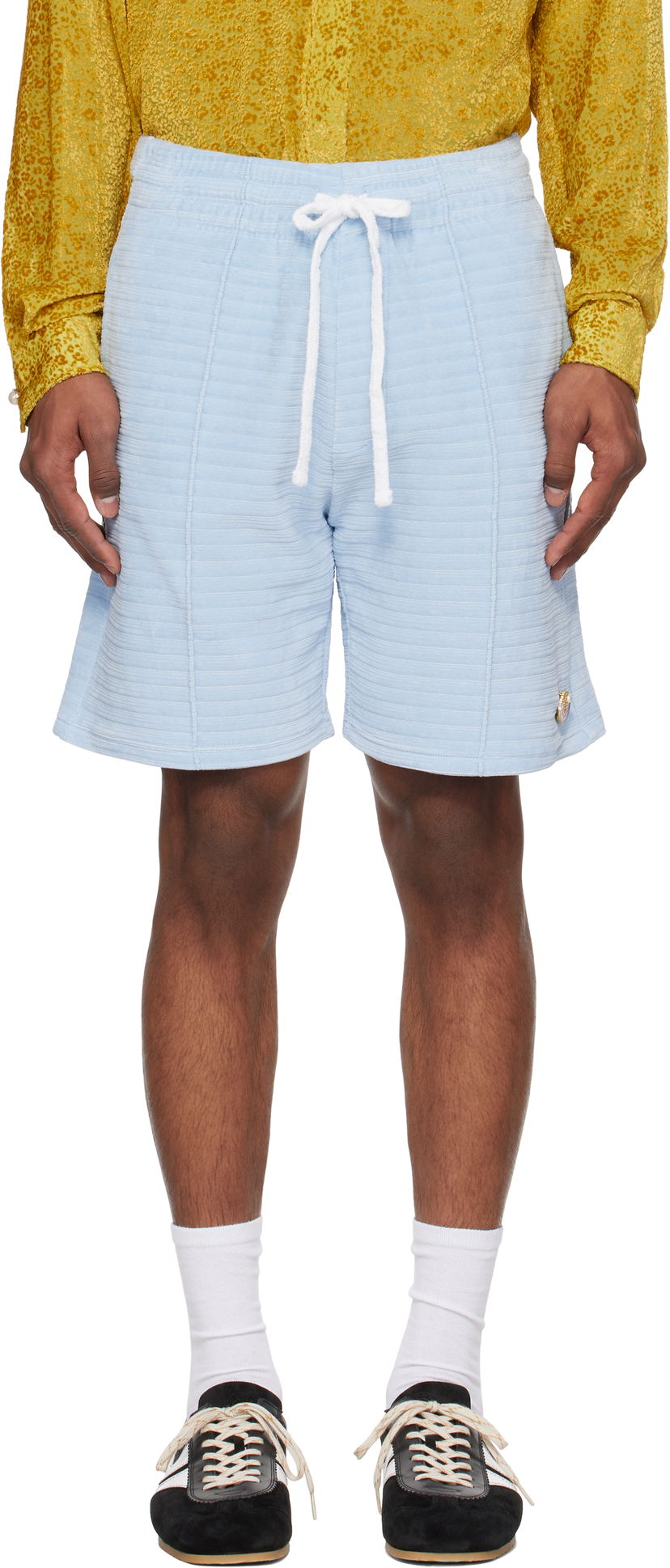 Шорти Casablanca Casablanca Velour Stripe Shorts Синій | MS25-JTR-249-01