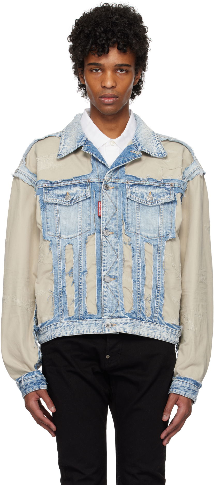 Куртка DSQUARED2 Dsquared2 Super Ripped Mixed Denim Jacket Синій | S74AM1547_S30309