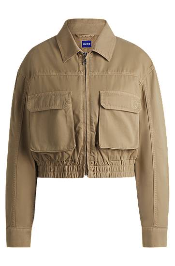 Куртка бомбер BOSS Cropped Cotton Canvas Jacket бежевий | 50530800