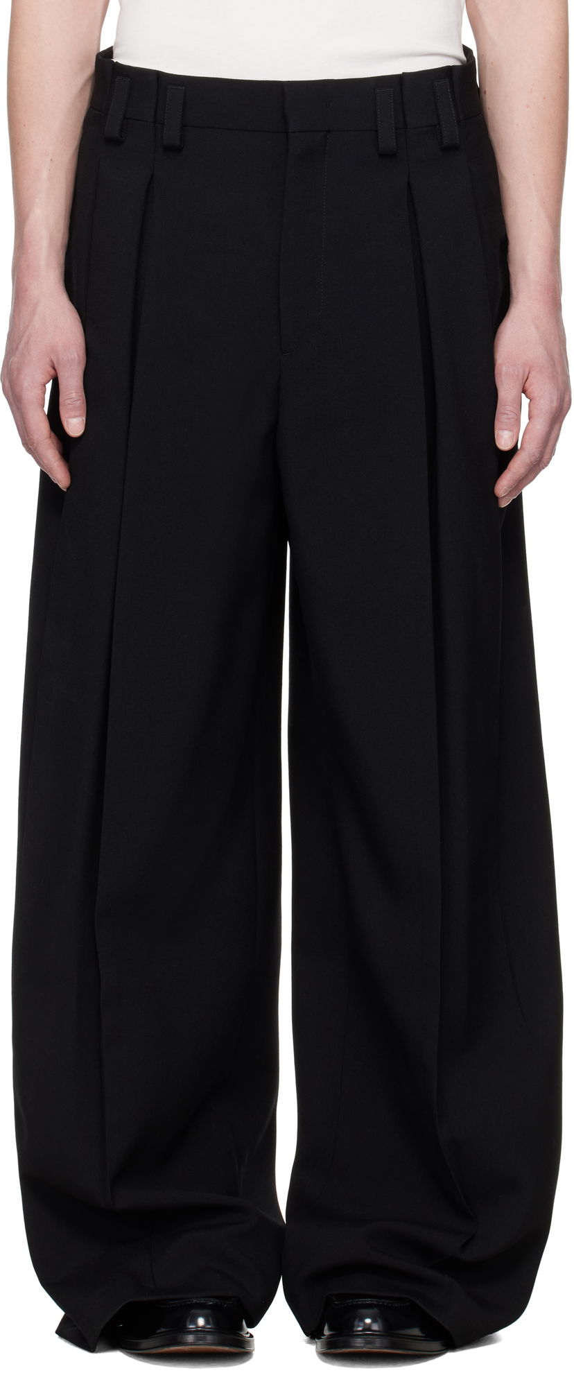 Штани Jil Sander Jil Sander Wool Pleated Trousers чорний | J21KA0265_J40160