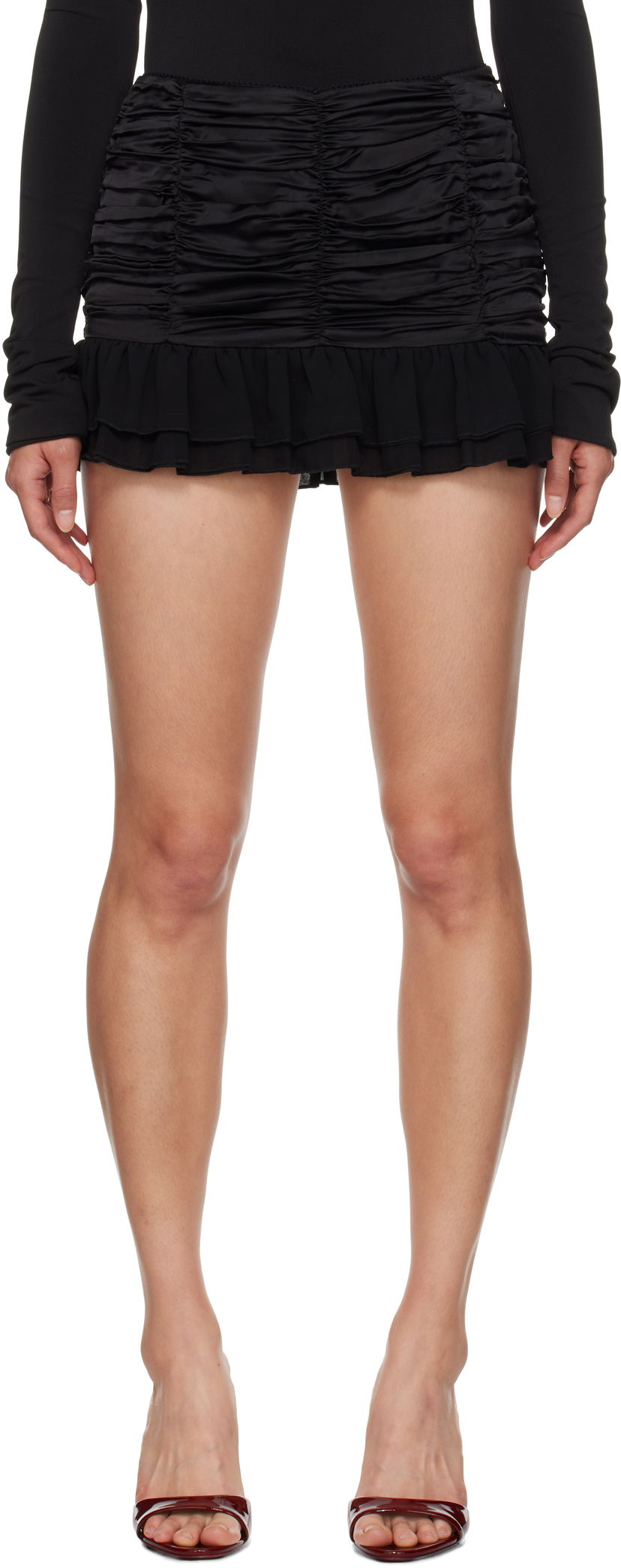Спідниця GUIZIO Guizio Blume Ruched Mini Skirt чорний | F24303W022