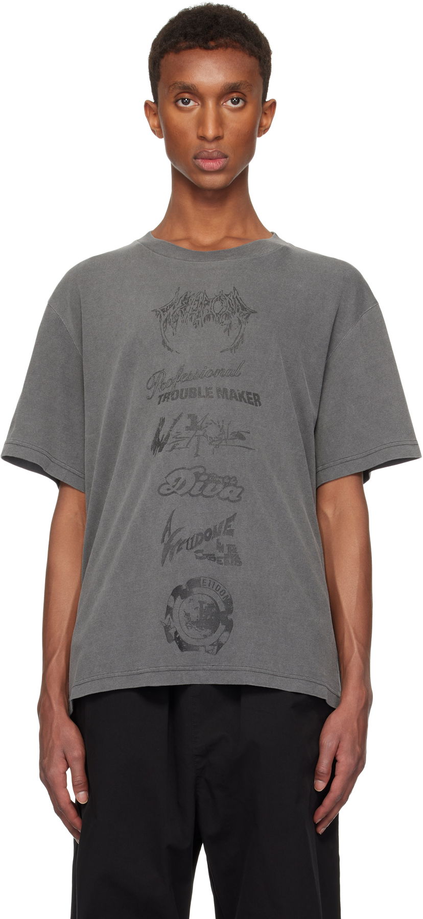 Футболка We11done We11done Multi Logo Graphic T-Shirt Сірий | WD-TT3-24-777-U-CH