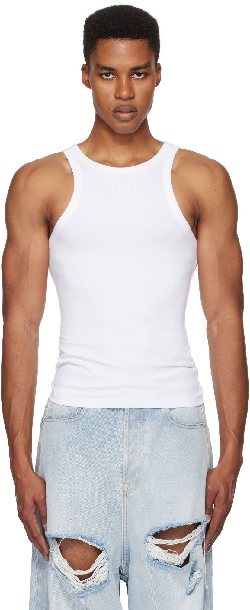 Безрукавка VETEMENTS Embroidered Logo Tank Top білий | UA66TO620W