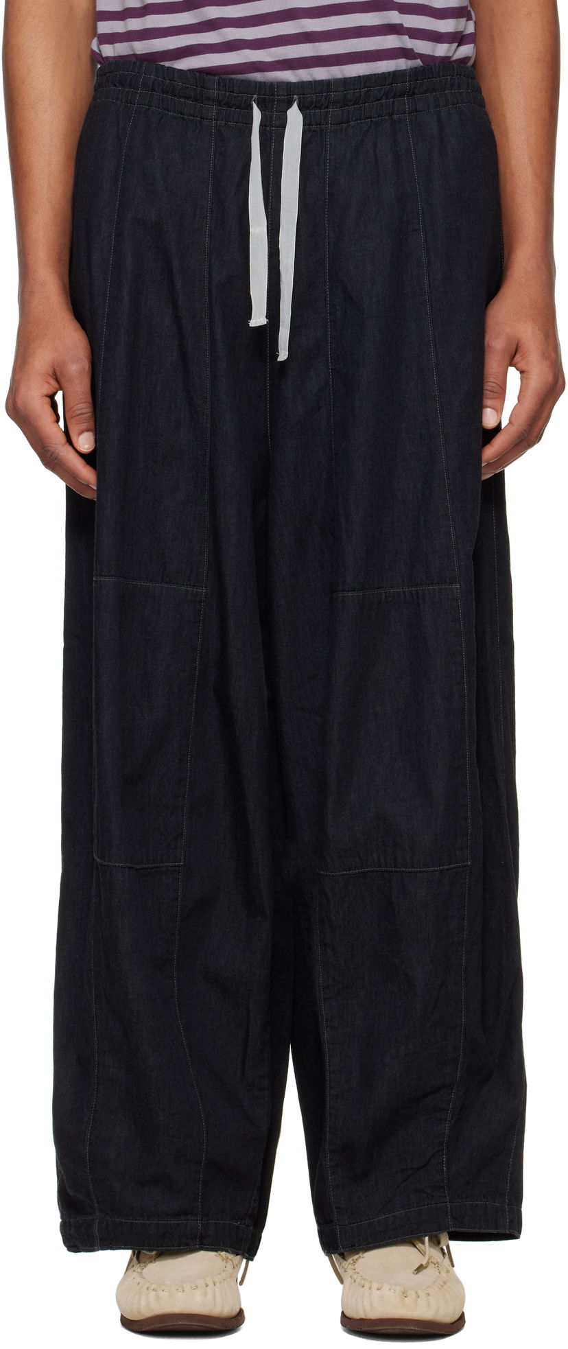 Штани Needles NEEDLES H.D. Drawstring Wide-Leg Jeans чорний | QV156
