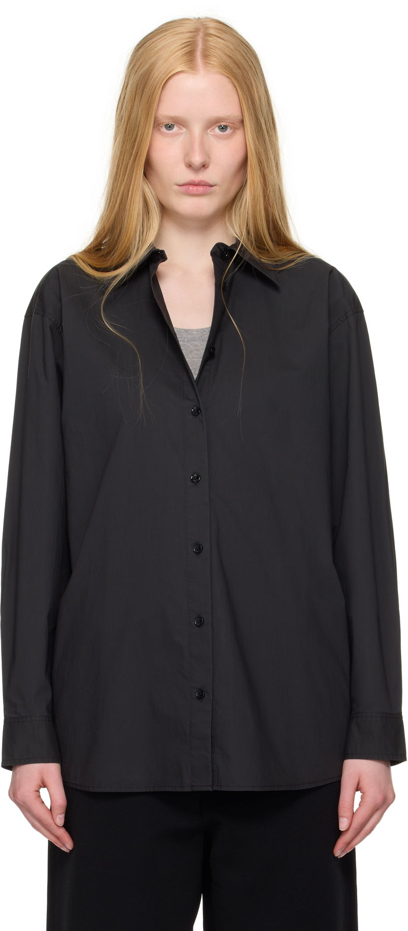 Сорочка TOTEME TOTEME Classic Tumbled Button-Down Shirt чорний | 252-WRT0480-FB0415