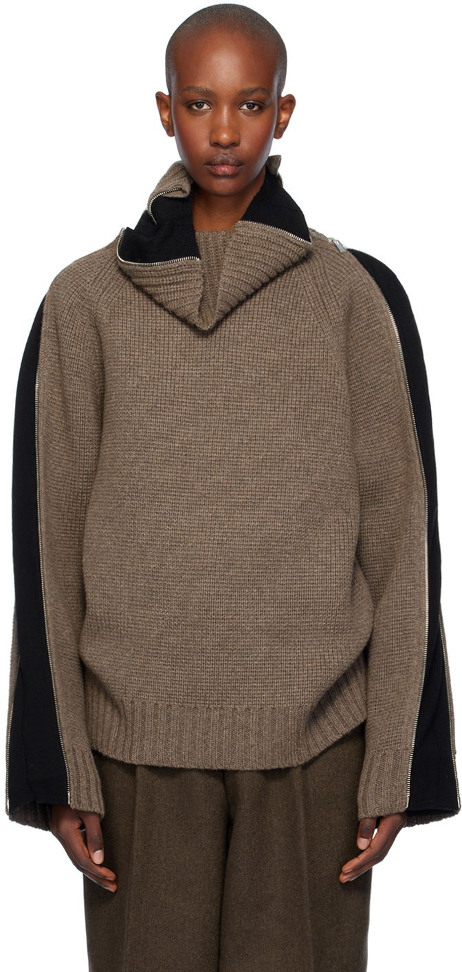 Cветр Helmut Lang Turtleneck Wool-Blend Sweater Коричневий | O06HW797, 0