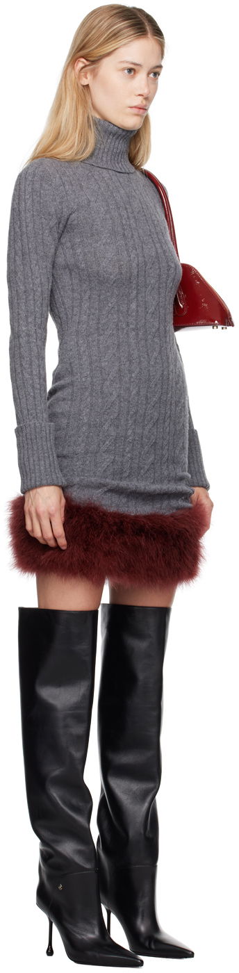 плаття Blumarine Blumarine Turtleneck Dress With Fur Сірий | A422A505A, 1