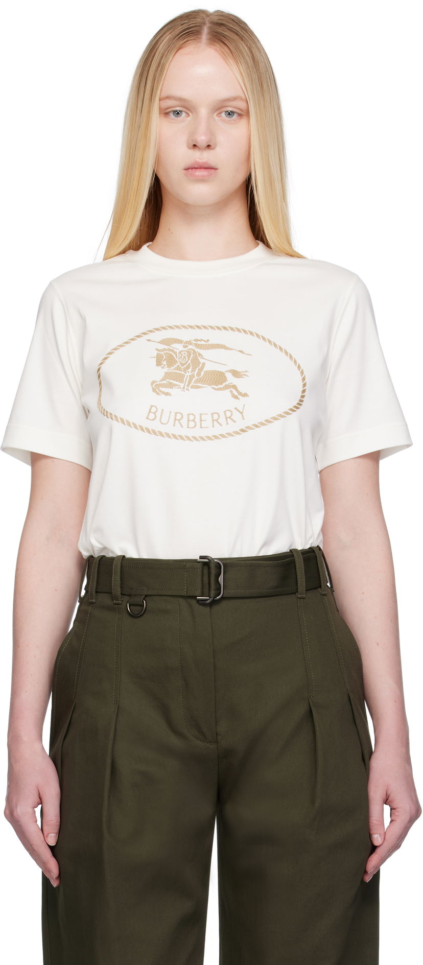 Футболка Burberry Burberry Knight Stamp Cotton T-Shirt білий | 8109817