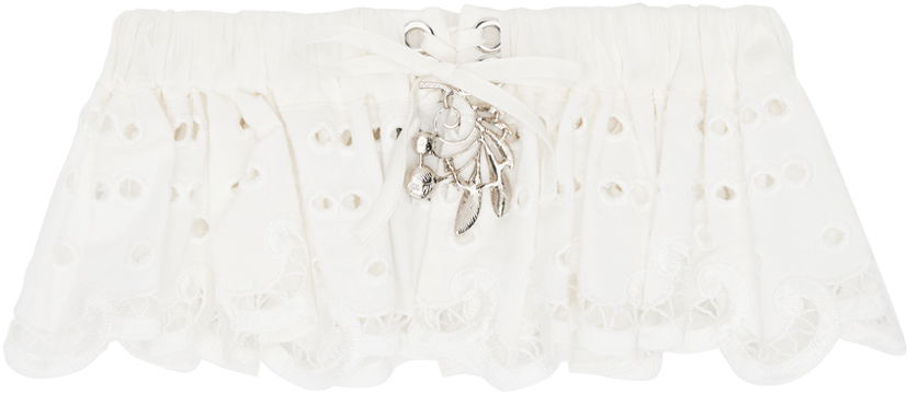 Ремені Chopova Lowena Exclusive Off-White Ruffled Garter білий | W6340
