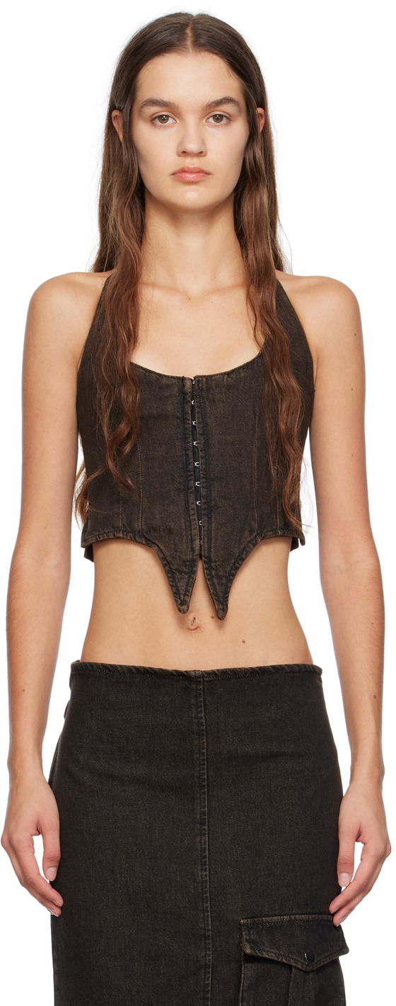 Безрукавка Miaou Miaou Dani Denim Halter Top Коричневий | 7077SD4BLK