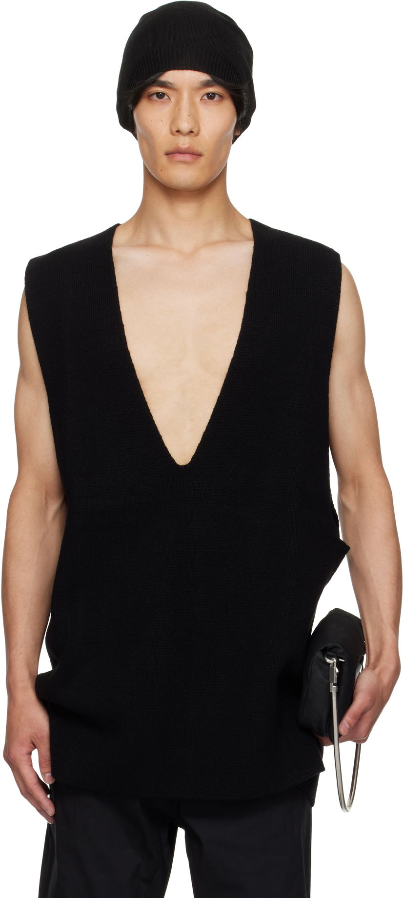 Безрукавка Rick Owens Rick Owens Concordians V-Neck Tank Top чорний | RU02E1683 CHWSR