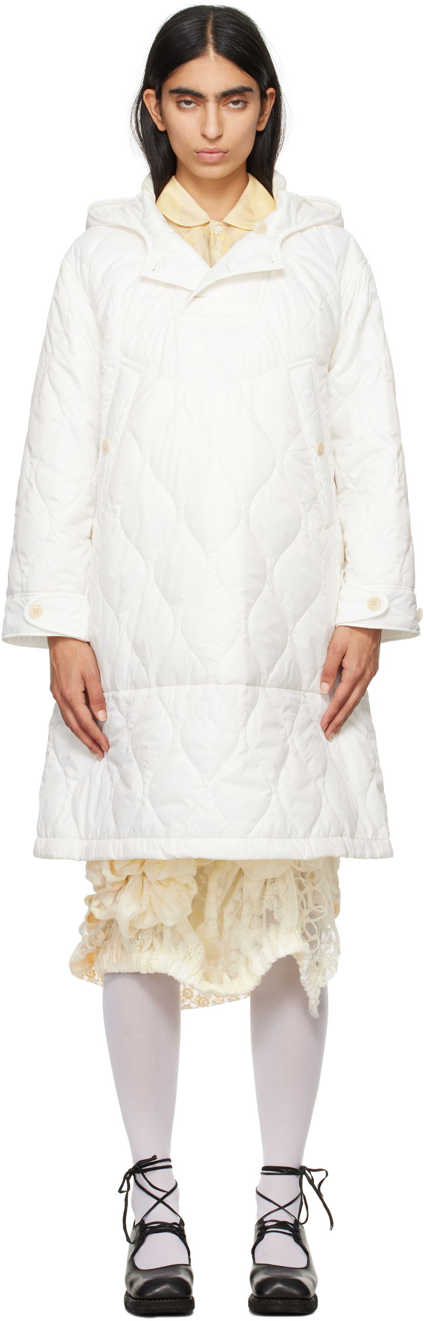 Пуховик Comme des Garçons Comme Des Garcons Quilted Hooded Coat білий | TN-O013-051