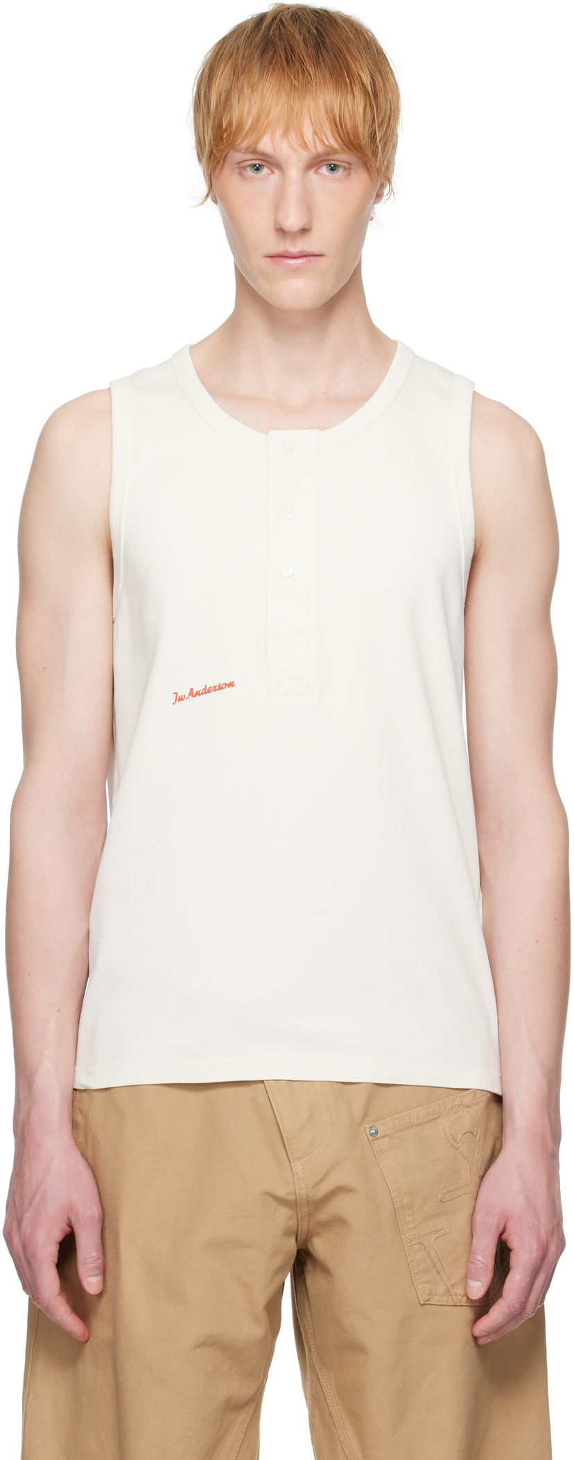 Безрукавка JW Anderson JW Anderson Henley Woven Tank Top білий | JO0267-PG1810