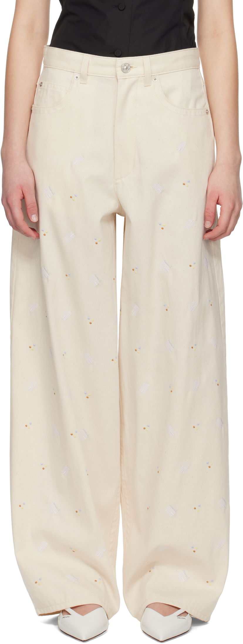 Джинси Marni Marni Embroidered Denim Jeans бежевий | PAJD0586S0 USCX58