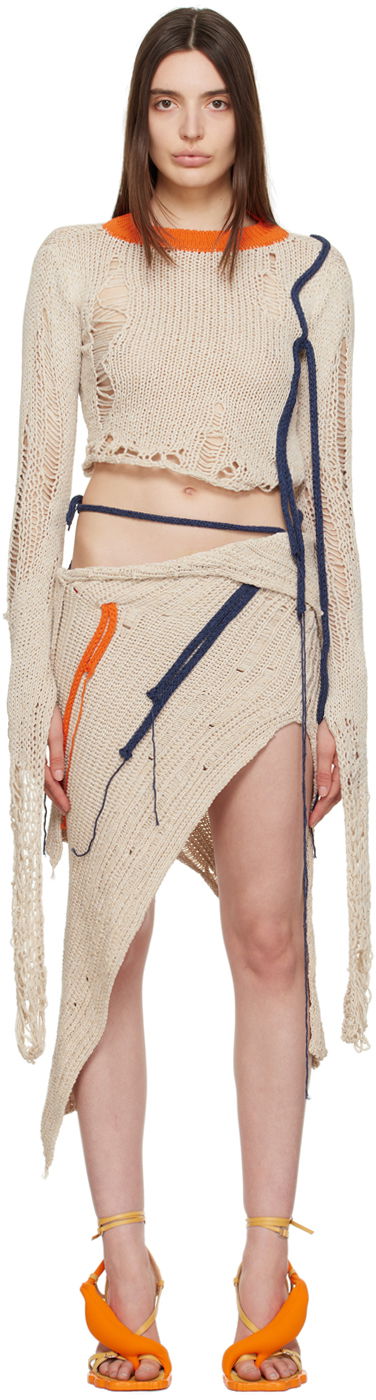 Спідниця Ottolinger Ottolinger Distressed Knit Top бежевий | 705101