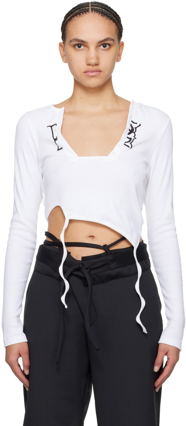Футболка Ottolinger Ottolinger Asymmetric Long Sleeve T-Shirt білий | 408101