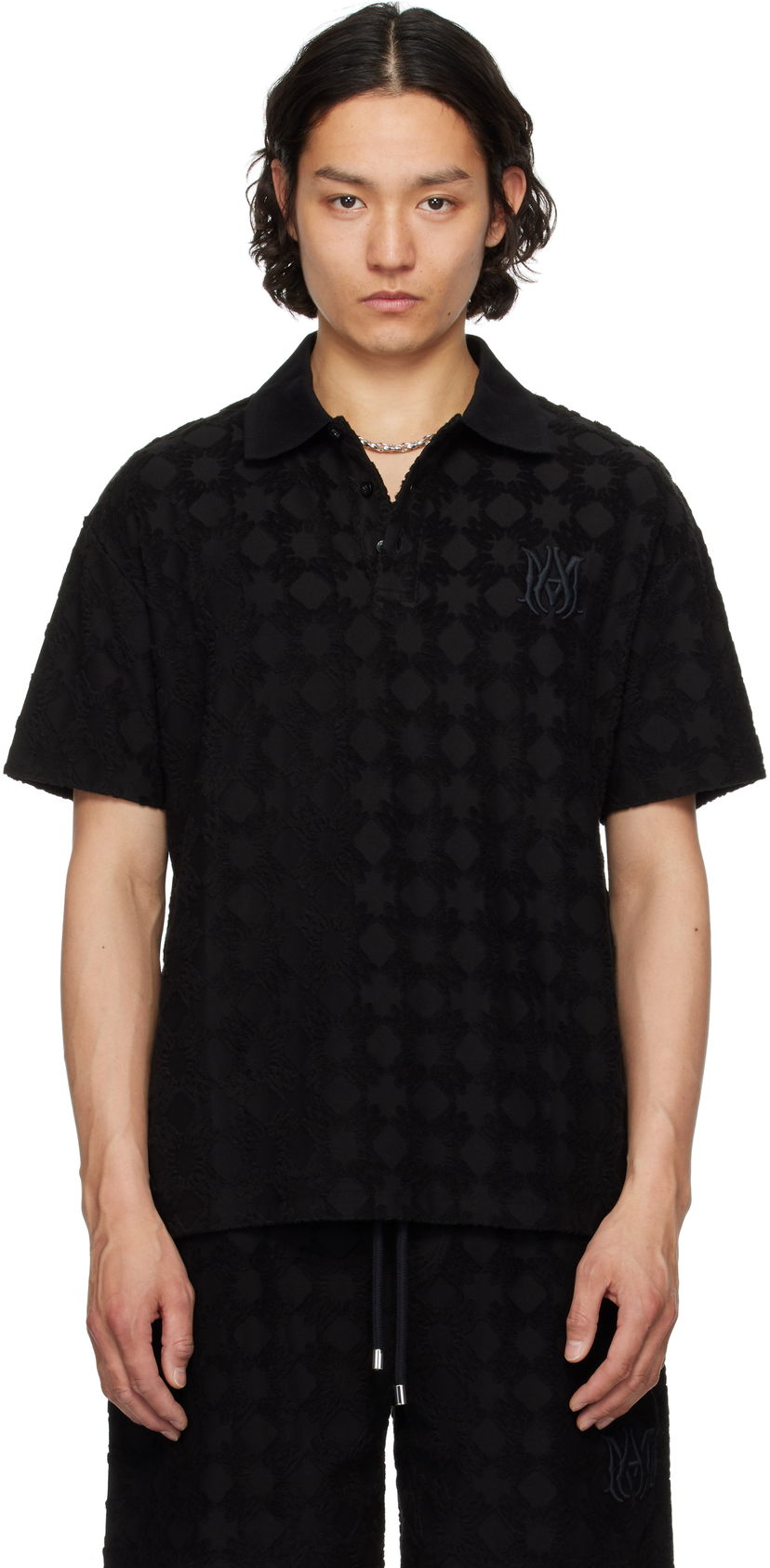 Сорочка поло AMIRI AMIRI MA Quad Toweling Polo чорний | AMJYPO1015