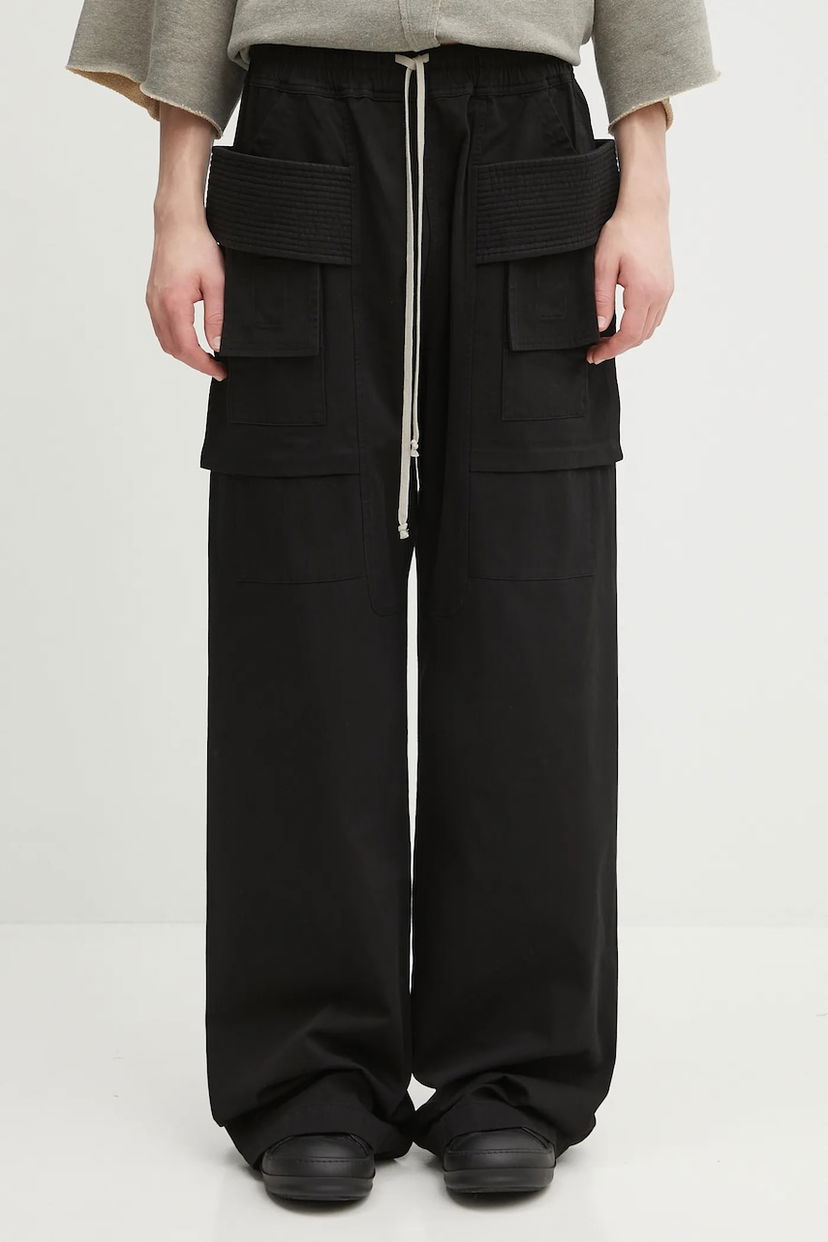 Штани карго Rick Owens Rick Owens DRKSHDW Creatch Wide Cargo Drawstring Cotton Pants чорний | DU02E7394.TW