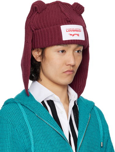 Шапка Charles Jeffrey Loverboy Charles Jeffrey LOVERBOY Chunky Knit Rabbit Beanie Бордовий | 54130402, 1