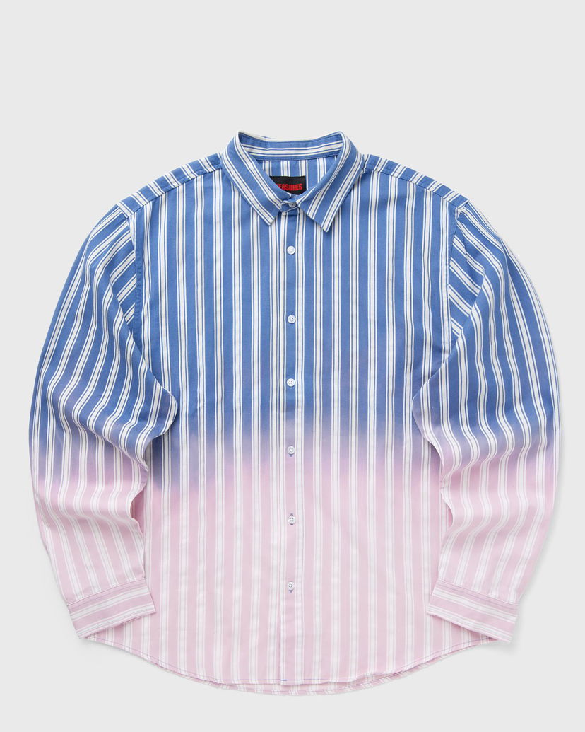 Сорочка Pleasures Men's Striped Dip Dye Button-Down Shirt Синій | P25SP020-BLUE