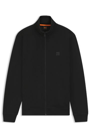 Cветр BOSS Cotton Terry Zip-Up Jacket with Logo Badge чорний | 50511709