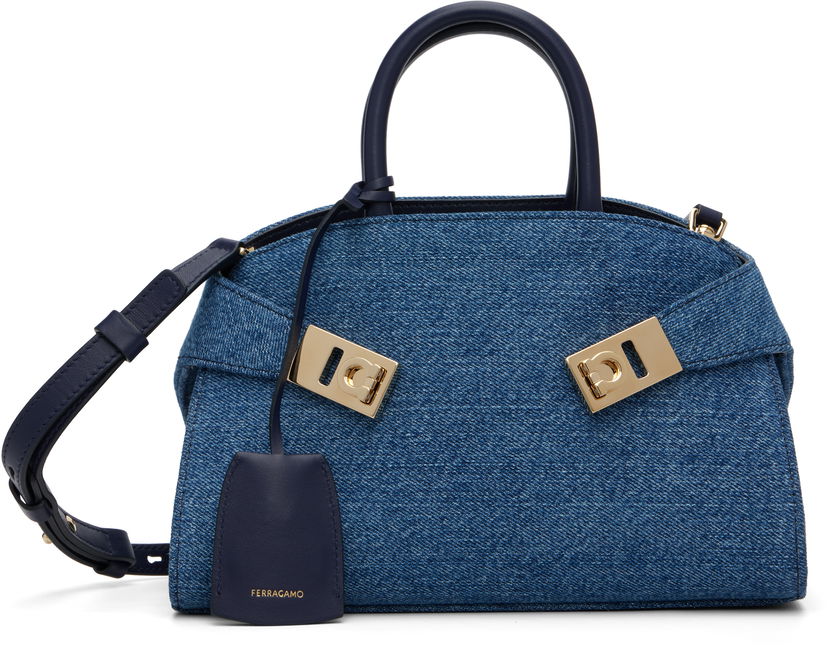 Сумочка FERRAGAMO Ferragamo XS Hug Denim Top Handle Bag Синій | 783820
