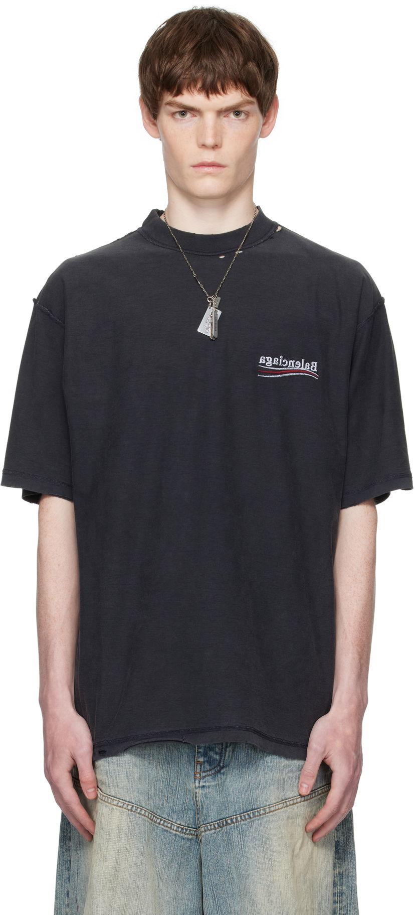 Футболка Balenciaga Balenciaga Political Campaign Inside-Out T-Shirt чорний | 830247TSVF39668