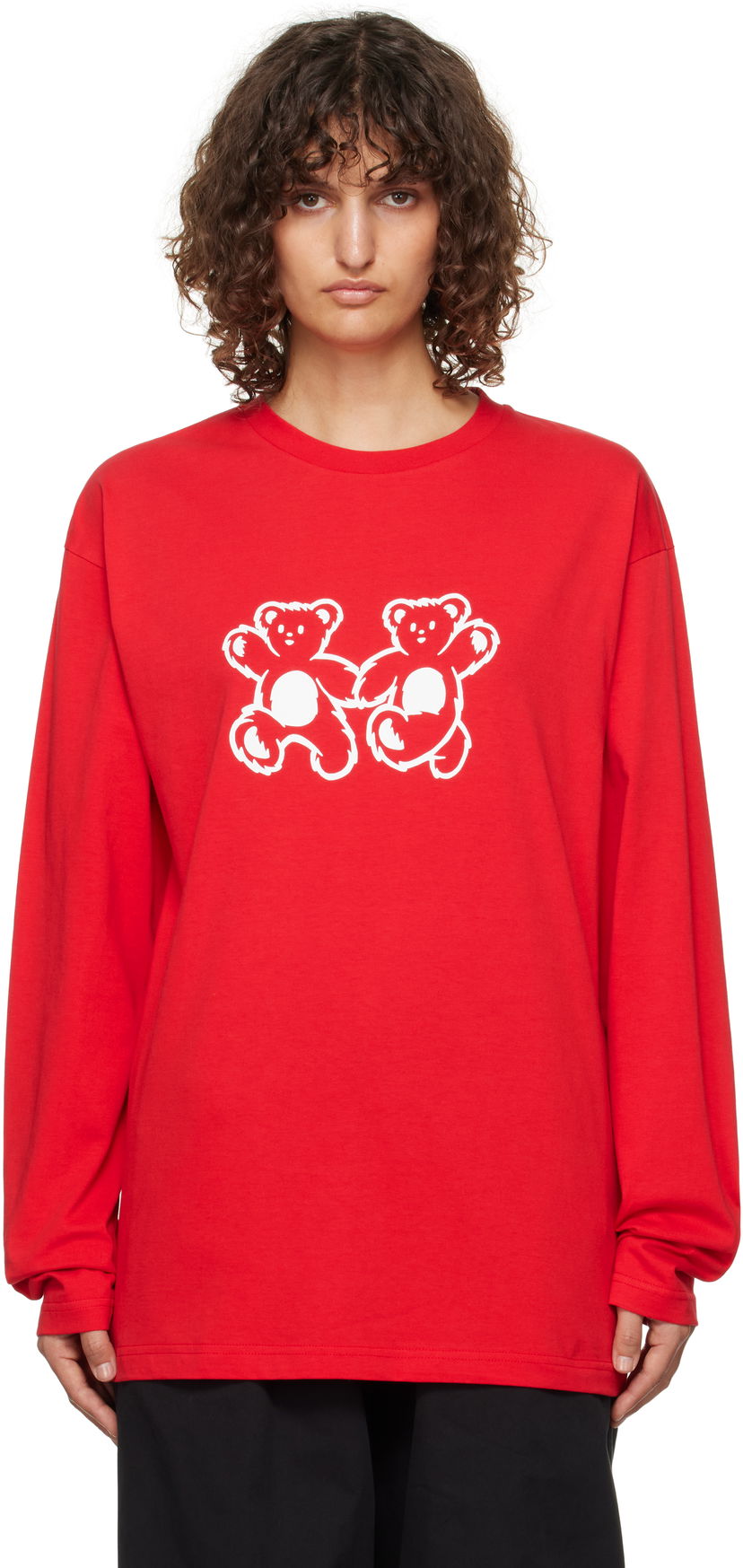 Футболка We11done We11done Teddy Twins Long Sleeve T-Shirt Червоний | WD-TT3-24-750-U-RD