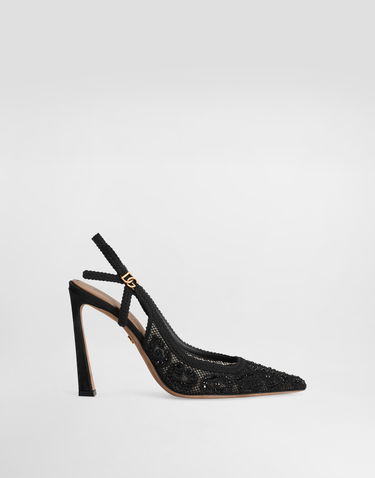 Аксесуари Dolce & Gabbana Dolce & Gabbana Leopard-Design Lace Slingbacks with Rhinestones чорний | CG0853A9S2680999, 0