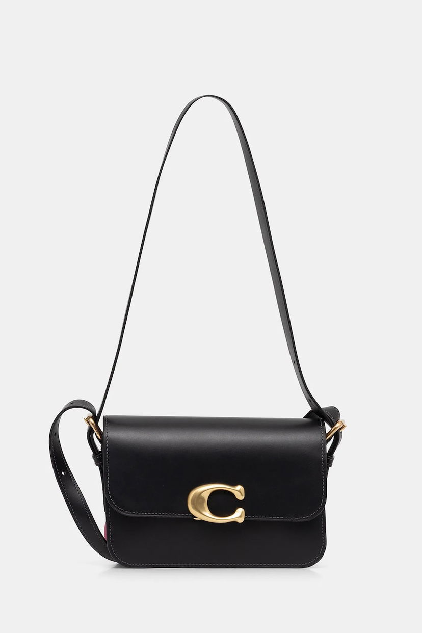 Сумка Coach Leather Flap Shoulder Bag with C-Lock чорний | CAM17