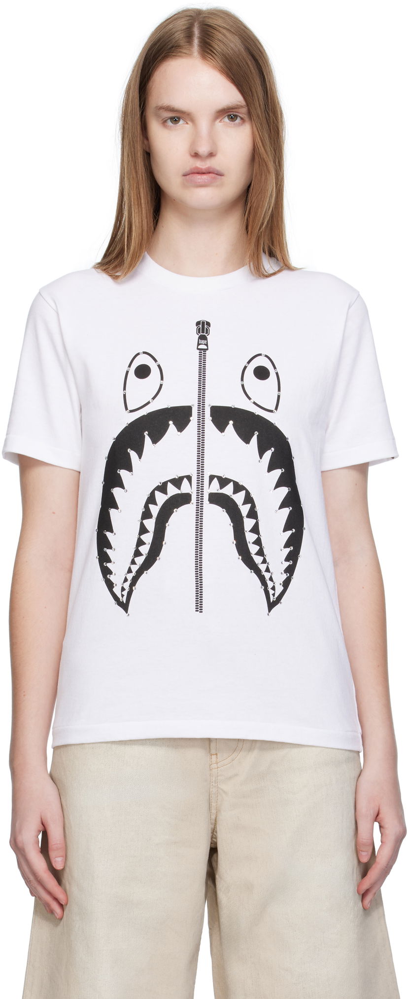 Футболка BAPE Crystal Stone Shark Graphic T-Shirt білий | 001TEL302065L